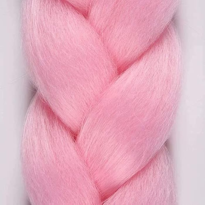 Goodern Braiding Hair Extensions Jumbo Braid Crochet Colorful Hair Heat Resistant Synthetic Hair Clips Party Cosplay Costume Wear for Women Girls(pink,100G/pc, 4 pcs/lot) - Image 5